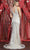 May Queen RQ7887 - Plunging Neck Stripe Beaded Dress Evening Dresses