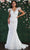 May Queen RQ7893 - Feathered Straps Laced V Neck Trumpet Dress Special Occasion Dress