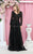 May Queen RQ7920 - Ornated Sheer Bodice Long Sleeve A Line Dress Mother of the Bride Dresses 6 / Black