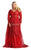 May Queen RQ7920 - Ornated Sheer Bodice Long Sleeve A Line Dress Mother of the Bride Dresses 6 / Red
