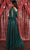 May Queen RQ7920 - Ornated Sheer Bodice Long Sleeve A Line Dress In Green