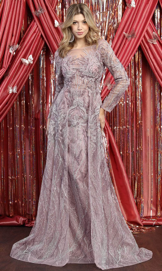 May Queen RQ7923 - Embroidered Illusion Evening Dress