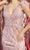 May Queen RQ7925 - Feathered Sleeve V-Neck Long Dress In Pink
