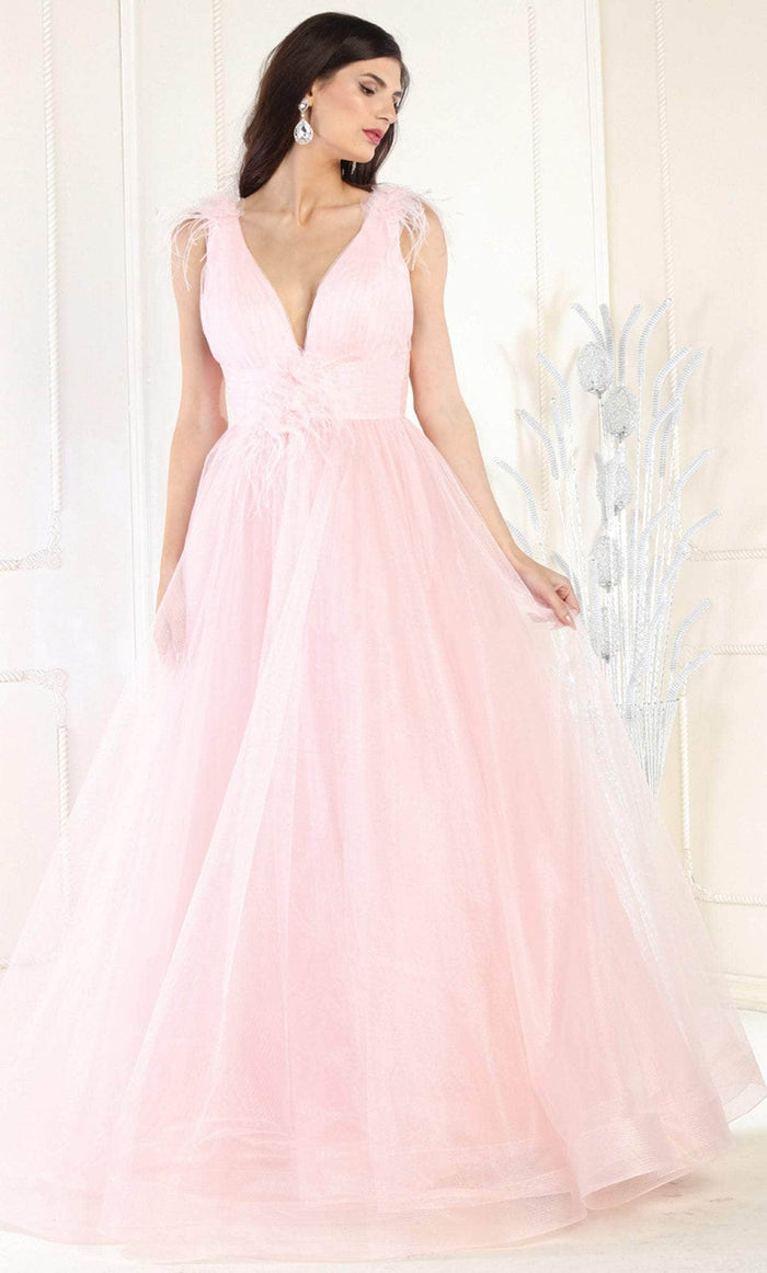 May Queen RQ7929 - Open Back Evening Gown Evening Dresses 4 / Blush