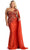 May Queen RQ7943 - Asymmetric Cape Sleeve Evening Dress Prom Dresses 2 / Rust