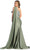 May Queen RQ7943 - Asymmetric Cape Sleeve Evening Dress Prom Dresses