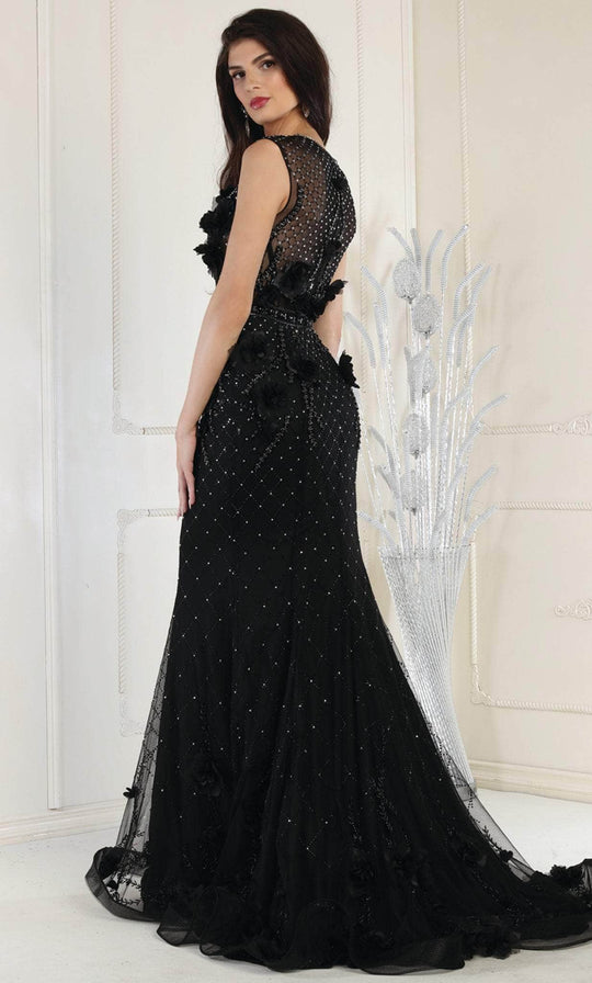 May Queen RQ7951 - Floral Embellished Evening Dress