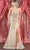 May Queen RQ7952 - Embellished Slit Long Gown Evening Dresses 4 / Champagne/Gold