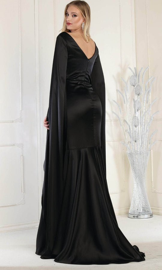 May Queen RQ7961 - Cape Sleeves V Neck Sheath Dress