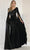 May Queen RQ7961 - Cape Sleeves V Neck Sheath Dress Evening Dresses 6 / Black