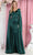 May Queen RQ7961 - Cape Sleeves V Neck Sheath Dress Evening Dresses 6 / Huntergreen