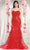 May Queen RQ7974 - Embroidered Strappy Train Gown Prom Dresses 4 / Red