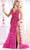 May Queen RQ7979 - V Neck High Slit Evening Dress Evening Dresses 4 / Fuchsia