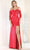 May Queen RQ8016 - Off Shoulder High Slit A Line Dress Evening Dresses 4 / Red