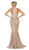 May Queen - Scalloped Plunging Halter V-Neck Mermaid Gown RQ7608 - 1 pc Champagne In Size 18 Available CCSALE 18 / Champagne