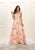 May Queen - Sheer Cap Sleeves Floral Embellished A-line Gown RQ7554 CCSALE 16 / Peach