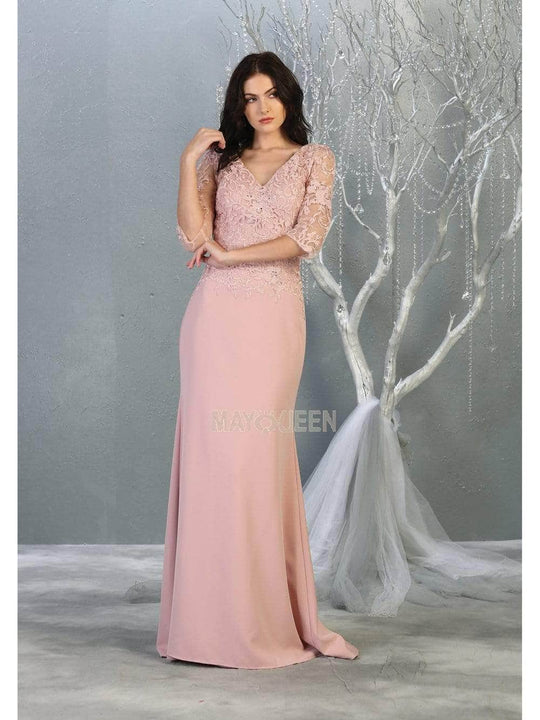 May Queen - Sheer Sleeve Trumpet Evening Dress MQ1783