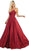 May Queen - Spaghetti Straps Corset Back Long Satin Gown MQ1678 CCSALE 4 / Burgundy