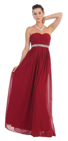 strapless open back dress Twist-Front Long Plus-Size Prom Dress 7497C Hunter Green / 16