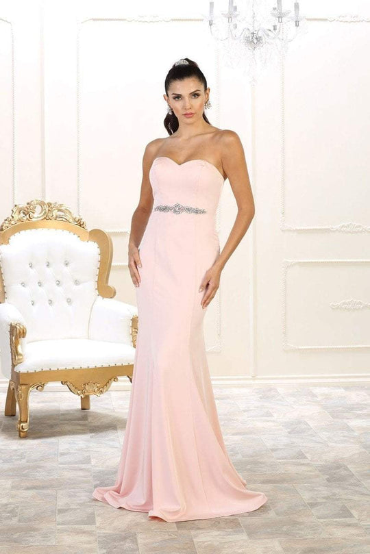 May Queen Strapless Glimmering Waist Evening Gown MQ1497 - 1 pc Blush In Size 8 and 1 pc Burgundy in Size 6 Available CCSALE