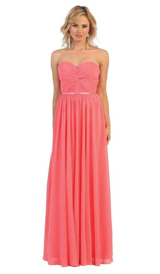 May Queen MQ1145B - Strapless Ruched Sweetheart Chiffon Prom Dress