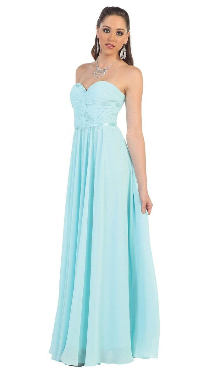May Queen - Strapless Ruched Sweetheart Chiffon Prom Dress Special Occasion Dress 22 / Turquoise