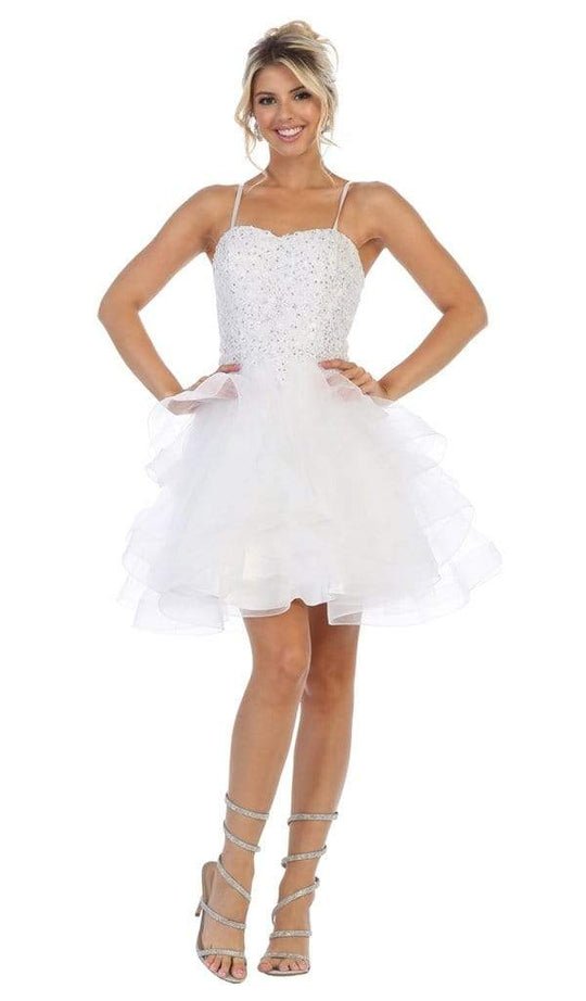 May Queen - Sweetheart Appliqued A-Line Cocktail Dress RQ7720 - 1 pc White In Size 8 Available CCSALE 8 / White