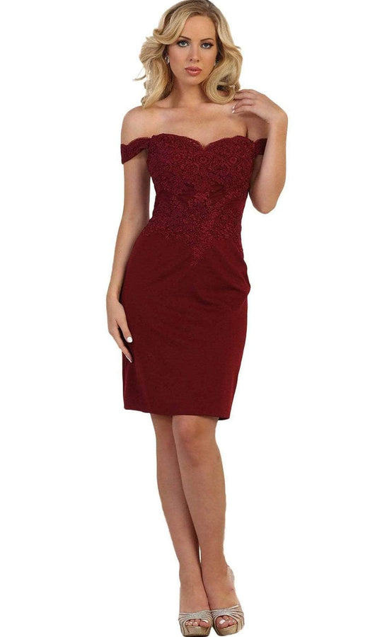 May Queen - Sweetheart V-Back Sheath Dress MQ1577 - 1 pc Burgundy In Size 6 Available CCSALE 6 / Burgundy