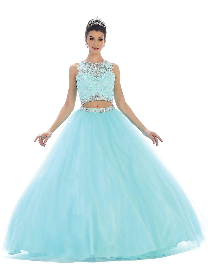 May Queen - Two Piece Beaded Jewel Quinceanera Ballgown Special Occasion Dress 2 / Aqua