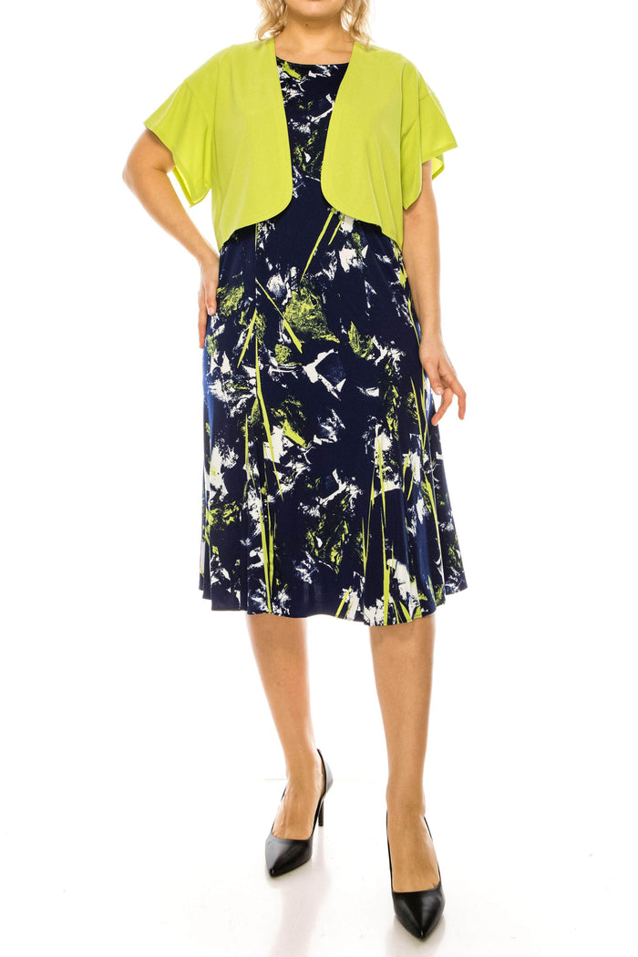 Maya Brooke 28369 - Apple Green Multicolor Print Dress With Jacket Special Occasion Dress
