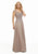 MGNY By Mori Lee - 72021 Beaded Lace V-neck A-line Chiffon Gown Mother of the Bride Dresses 0 / Champagne