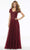 MGNY By Mori Lee - 72116 Bead Embroidered Deep V-neck A-line Dress Mother of the Bride Dresses 2 / Ruby