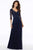 MGNY By Mori Lee - 72120 Embroidered V-neck A-line Dress Mother of the Bride Dresses 2 / Navy