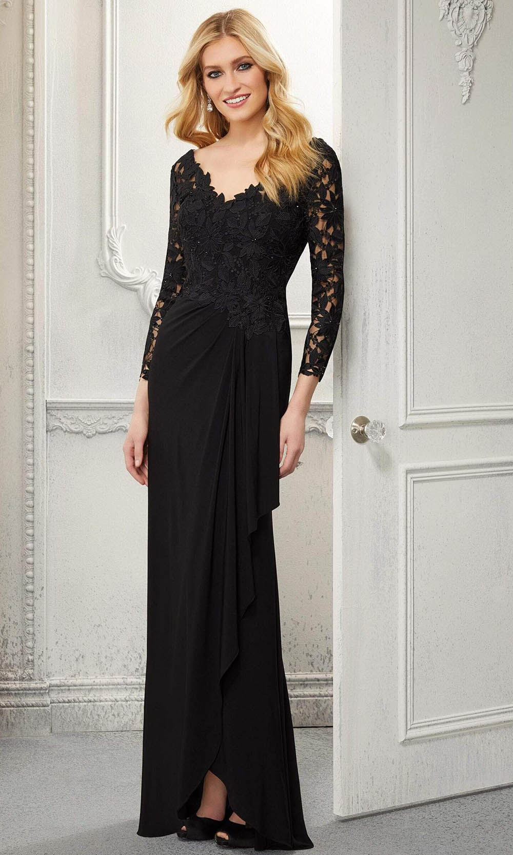mori lee black lace dress Mori Lee 89482 Petal Train V-Neck Sweet 16 Gown