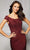 MGNY By Mori Lee - 72425 Cap Sleeve Sequined Crepe Evening Gown Evening Dresses 00 / Wine