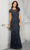 MGNY By Mori Lee - 72426 Leaf Motif Beaded Formal Evening Dress Evening Dresses 00 / Navy