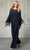 MGNY By Mori Lee - 72428 Beaded Chiffon Loose Pantsuit Evening Dresses 00 / Navy
