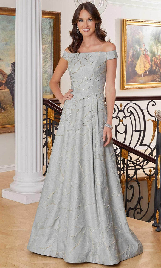 MGNY By Mori Lee 72712 - Feather Embossed Pattern A-line Gown