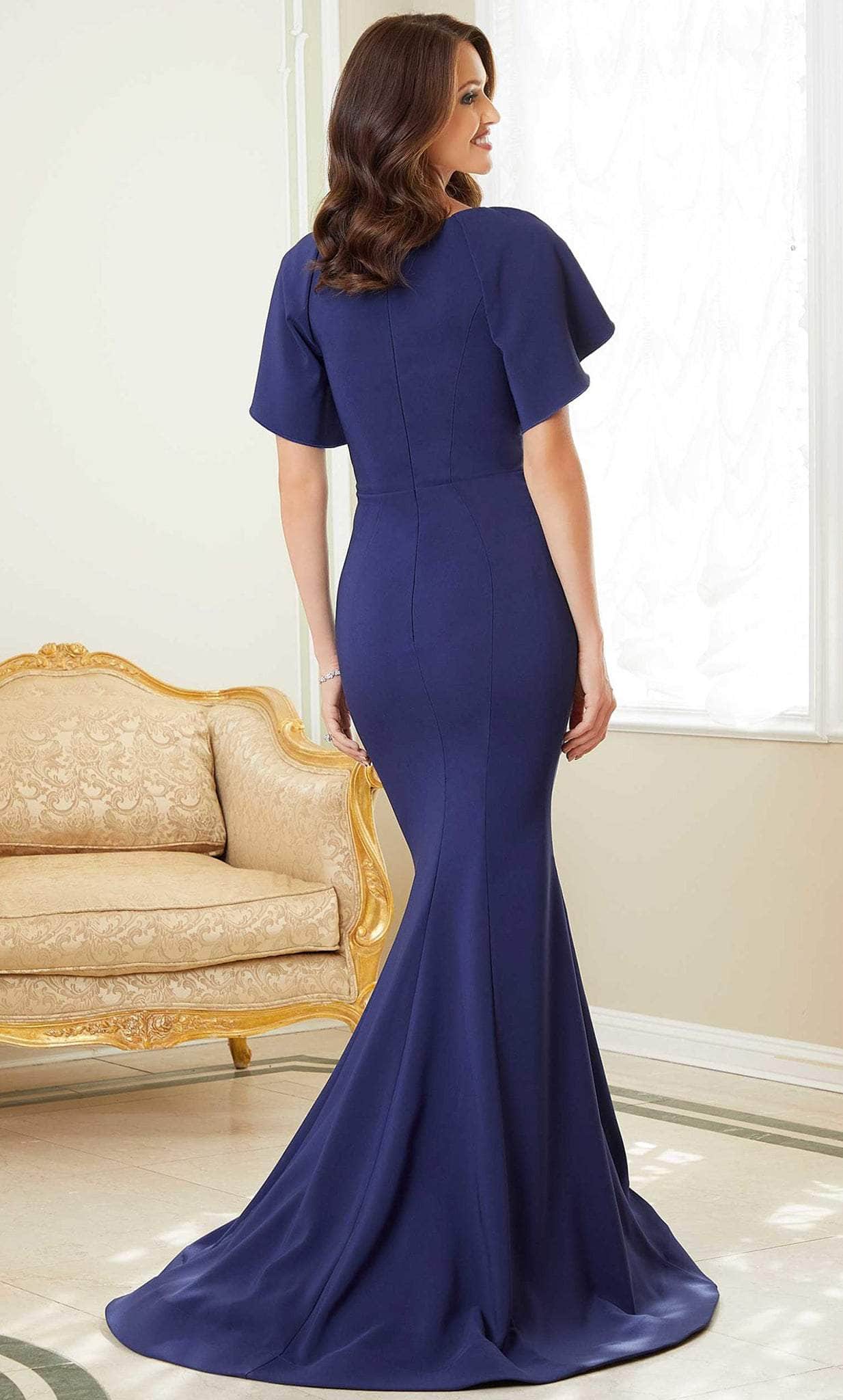 Cape Js Prom Side MGNY By Mori Lee 72728 - Crepe Cape Prom Dress – Couture Candy