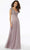 MGNY By Mori Lee - Beaded Lace Gathered Waist Chiffon Dress 72129SC - 1 pc Dusty Lilac In Size 18 Available CCSALE 6 / Dusty Lilac