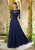 MGNY By Mori Lee - Embroidered Illusion Chiffon A-line Evening Dress 71908SC CCSALE 8 / Navy