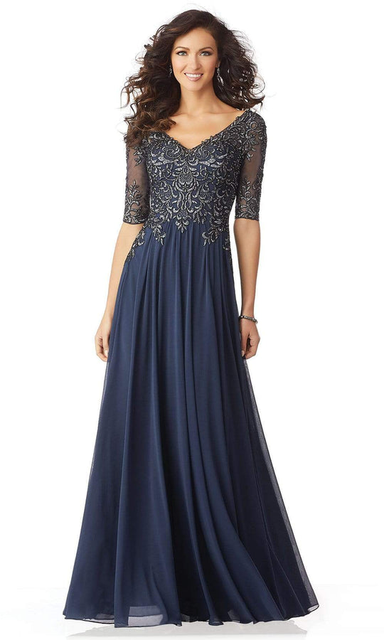 MGNY By Mori Lee - Metallic Embroidered A-Line Gown 71805SC