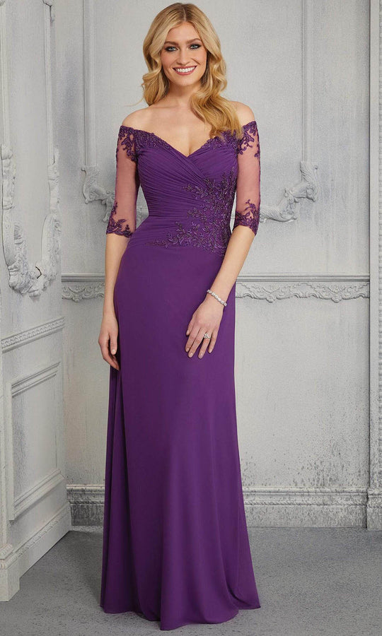 MGNY By Mori Lee - Wide Neck Soft Stretch Column Gown 72411SC