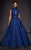 MNM COUTURE - 2444 Floral Applique High Neck Ballgown With Train Special Occasion Dress