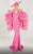 MNM COUTURE - 2575 Deep V-neck Trumpet Dress With Ruffled Shawl Prom Dresses 4 / Pink