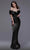 MNM COUTURE 2729 - Metallic Pleated Evening Gown Evening Dresses 4 / Black