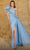 MNM COUTURE 2754 - Rosette Draped Evening Gown Evening Dresses 4 / Light Blue