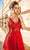 MNM COUTURE - Floral Embroidered V-neck A-line Gown F4884 - 1 pc Red In Size 2 Available CCSALE 2 / Red