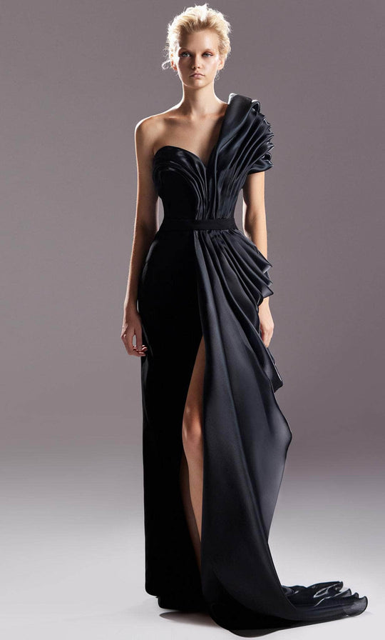 MNM Couture G1507 - Asymmetrical Drape Evening Gown