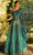 MNM Couture K3932 - Long Cape Sleeve Prom Gown Special Occasion Dress 0 / Petrol